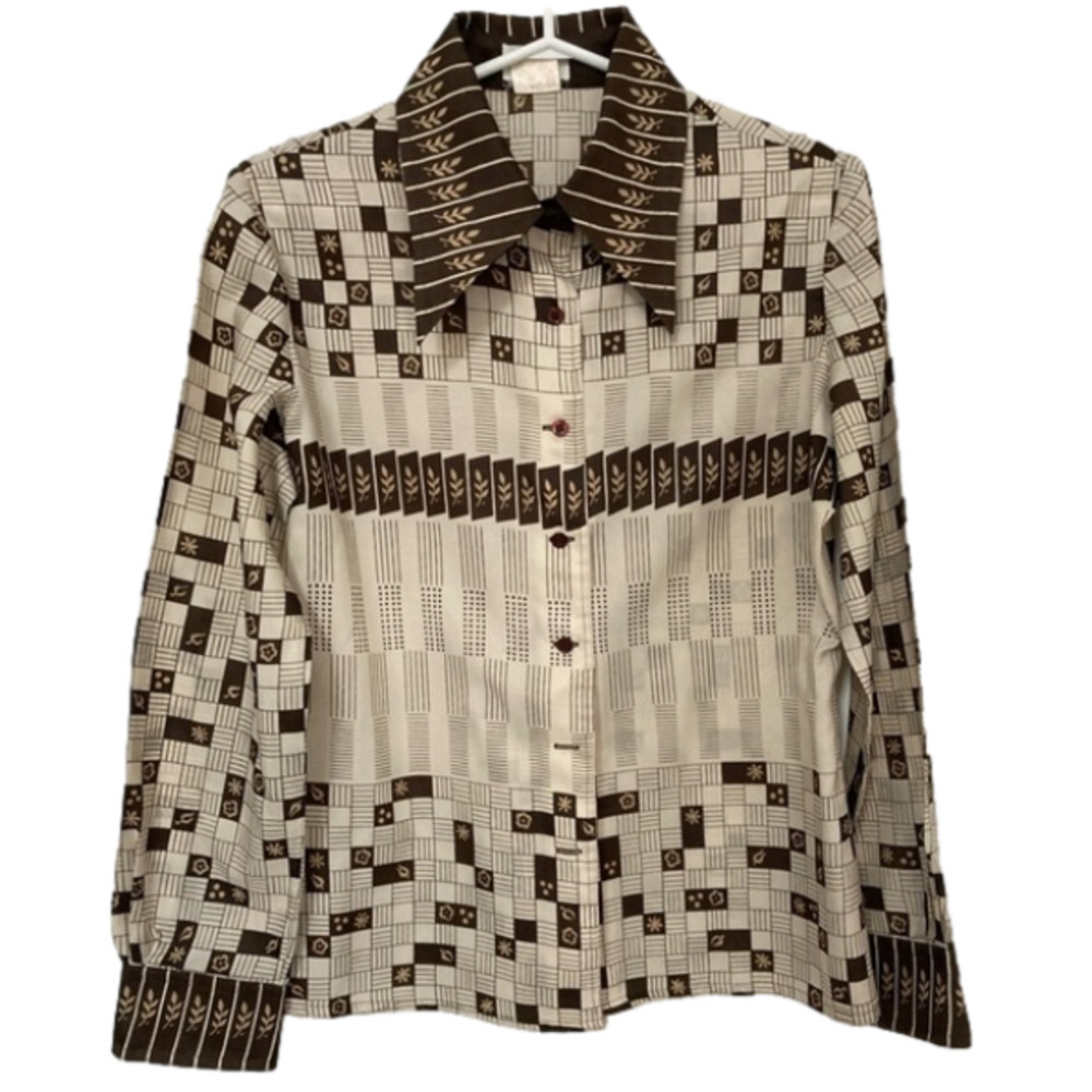 Vintage Mister Leonard Brown and Cream Blouse